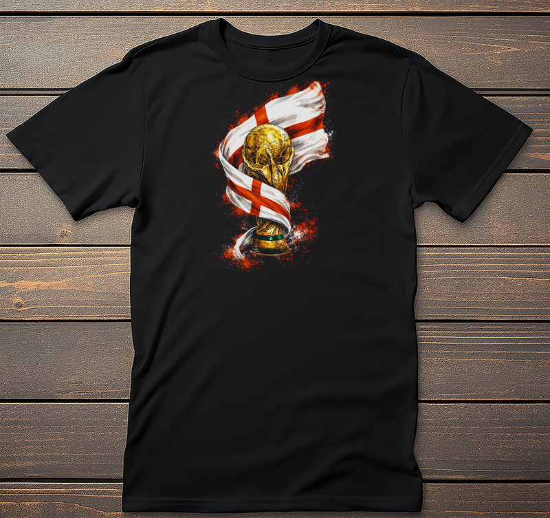 England Soccer Graphic Tee mockup on black t-shirt