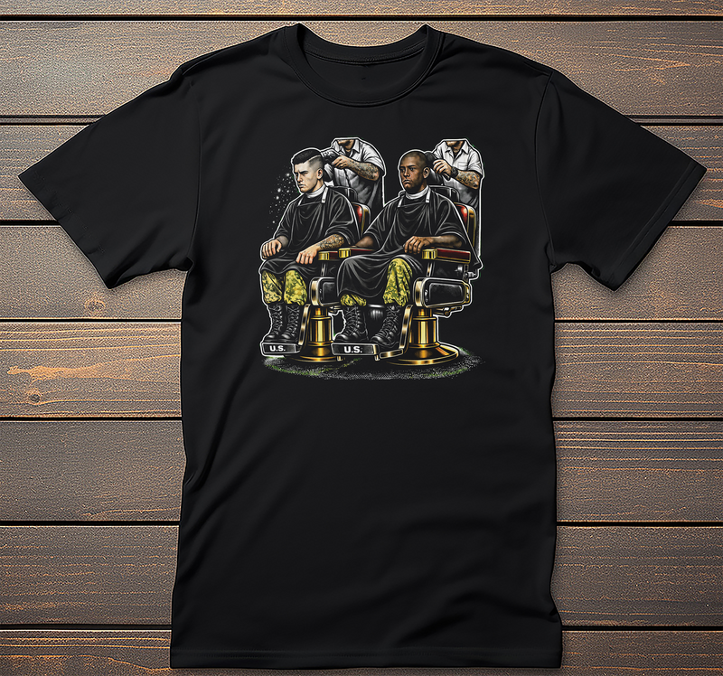 First Cut graphic tee on black t-shirt