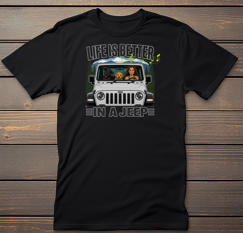 Jeep Off-Road graphic tee on black t-shirt