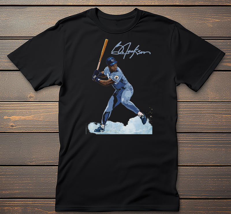 Bo Jackson Graphic Tee mockup on black t-shirt