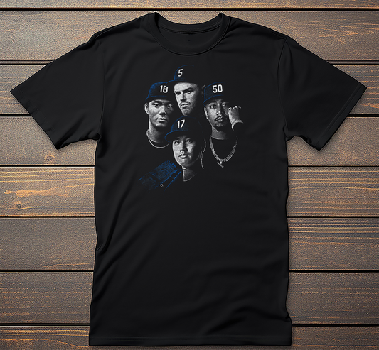 Dodgers Graphic Tee mockup on black t-shirt