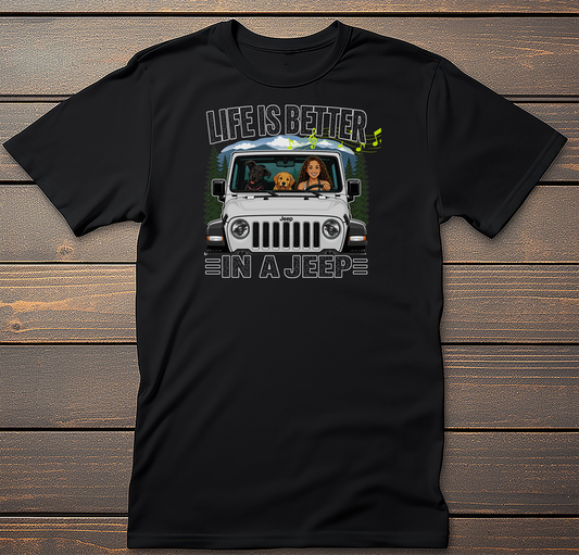 Jeep Off-Road graphic tee on black t-shirt