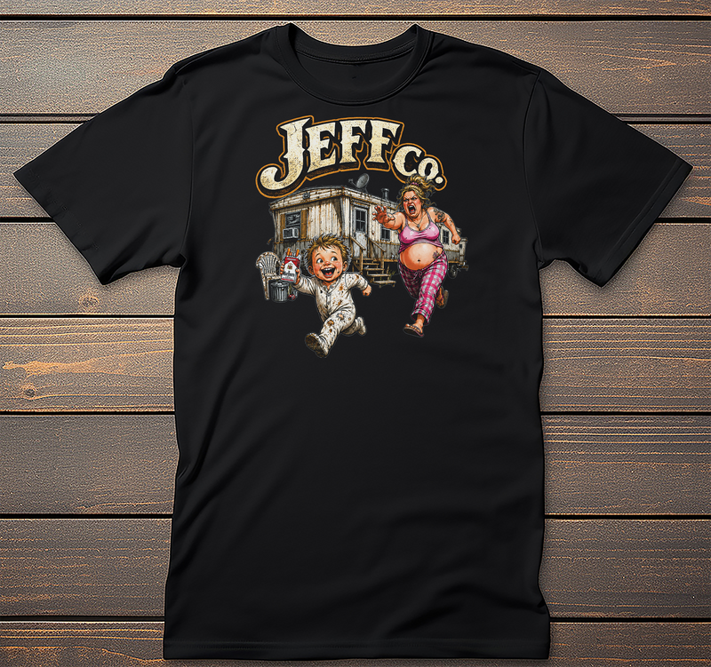 Jeff Co Custom graphic tee on black t-shirt