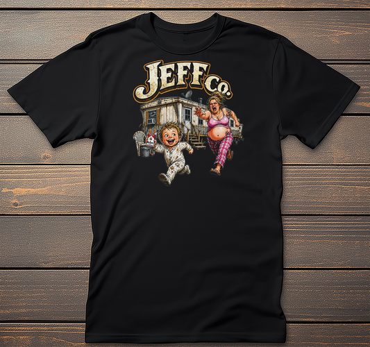 Jeff Co Custom graphic tee on black t-shirt