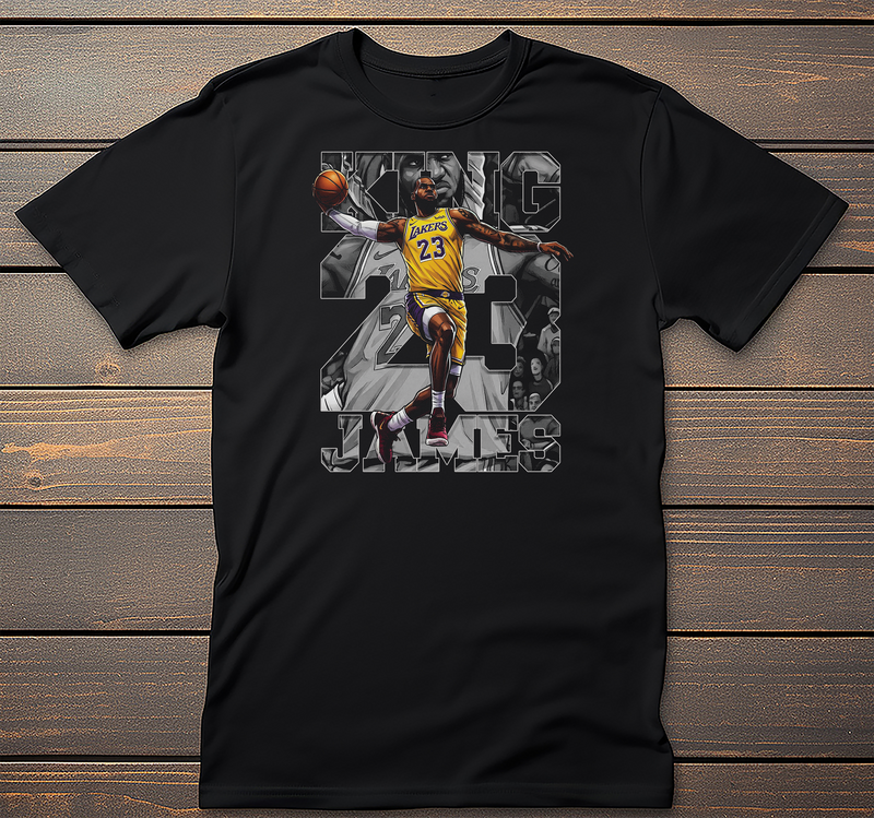 LeBron Basketball graphic tee on black t-shirt