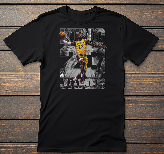 LeBron Basketball graphic tee on black t-shirt