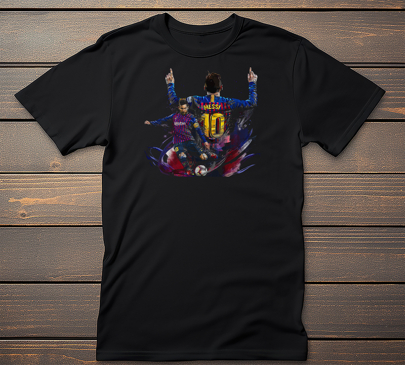 Messi Number 10 Soccer graphic tee on black t-shirt