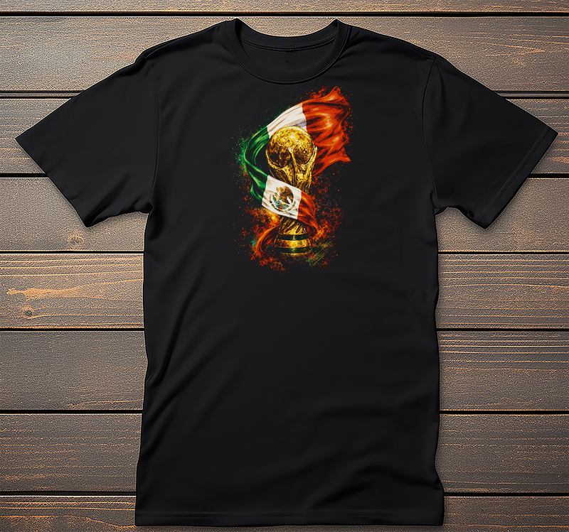 Mexico Soccer graphic tee on black t-shirt