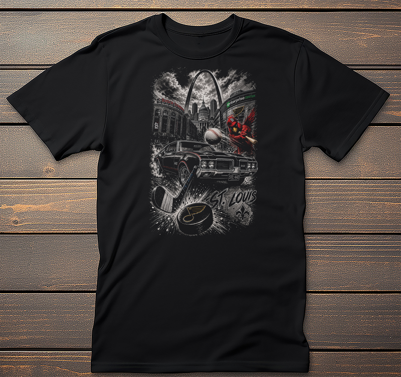 St Louis Hockey Mockup mockup on black t-shirt
