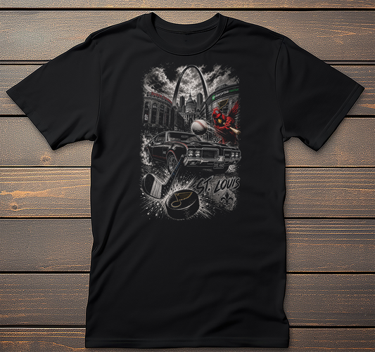 St Louis Hockey Mockup mockup on black t-shirt
